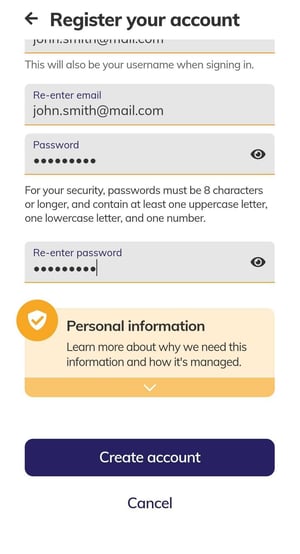 Register your account complete