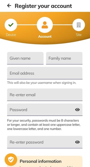 Register your account
